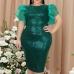 1 Ladies Sequined Knee Length Plus Size Prom Dresses