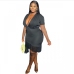 4 Plus Size Pure Color Tassels Short Sleeve Dress