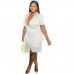 5 Plus Size Pure Color Tassels Short Sleeve Dress