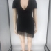 6 Plus Size Pure Color Tassels Short Sleeve Dress