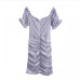 5 Pure Color Ruched Short Sleeve Summer Dresses