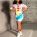 4 Sexy Hollowed Out Tie Dye Short Sleeve Dress