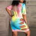 5 Sexy Hollowed Out Tie Dye Short Sleeve Dress