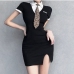 4 Sexy Patchwork Contrast Color Short Sleeve Dress