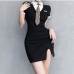 1 Sexy Patchwork Contrast Color Short Sleeve Dress