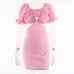 18 Sexy V-neck Hollow Out Puff Sleeve Dress