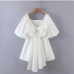 3Back Bow Solid Puff Sleeve Summer Dresses