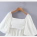 4Back Bow Solid Puff Sleeve Summer Dresses