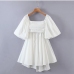 1Back Bow Solid Puff Sleeve Summer Dresses