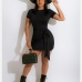 6Black Crew Neck Short Sleeve T Shirt Dress