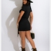 7Black Crew Neck Short Sleeve T Shirt Dress