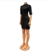 6Black Half Sleeve Zipper Front Bodycon Mini Dress