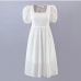 1Bow Backl Tied Solid Square Neck Dress