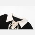 11Casual Contrast Color  Black Short Sleeve Short Dress
