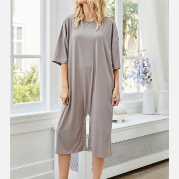 Casual Gray Loose Half Sleeve Home Dresses