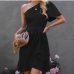 13Casual One Shoulder Short Sleeve Ruffles Dress