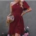 11Casual One Shoulder Short Sleeve Ruffles Dress