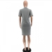 10Casual Patchwork Crew Neck Short Sleeve Dresses