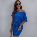 12Casual Solid Crew Neck Short Sleeve Dress