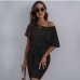 13Casual Solid Crew Neck Short Sleeve Dress