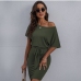 1Casual Solid Crew Neck Short Sleeve Dress