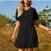 9Casual V Neck Chiffon Ruffles Short Sleeve Dress