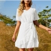 1Casual V Neck Chiffon Ruffles Short Sleeve Dress