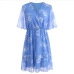 12Casual V Neck Print Chiffon Short Sleeve Dress 