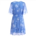 13Casual V Neck Print Chiffon Short Sleeve Dress 