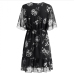 15Casual V Neck Print Chiffon Short Sleeve Dress 