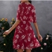 4Casual V Neck Print Chiffon Short Sleeve Dress 