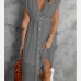 14Casual V Neck Single Button Short Sleeve Dress