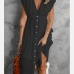 21Casual V Neck Single Button Short Sleeve Dress