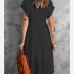 22Casual V Neck Single Button Short Sleeve Dress