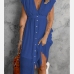 8Casual V Neck Single Button Short Sleeve Dress