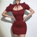 3Chic Tie Wrap Puff Sleeve Sheath Dress Women