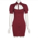 6Chic Tie Wrap Puff Sleeve Sheath Dress Women