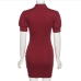 8Chic Tie Wrap Puff Sleeve Sheath Dress Women