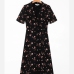 5Chiffon Print Short Sleeve Button Up Midi Dress