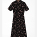 6Chiffon Print Short Sleeve Button Up Midi Dress