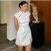 4Chinese Style Ladies Jacquard Weave Cap Sleeve Dress