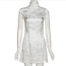 7Chinese Style Ladies Jacquard Weave Cap Sleeve Dress