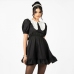4Contrast Color Doll Collar Puff Sleeve Black Dress