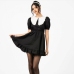 5Contrast Color Doll Collar Puff Sleeve Black Dress