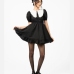 6Contrast Color Doll Collar Puff Sleeve Black Dress