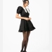 7Contrast Color Doll Collar Puff Sleeve Black Dress
