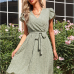 1Fashion Casual Printed V Neck Short Sleeves Dress