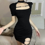 Fashion Sexy High Waist Short Sleeve Dress