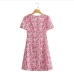 5Fashion Short Sleeve Button Up Floral Print Dress