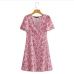 9Fashion Short Sleeve Button Up Floral Print Dress